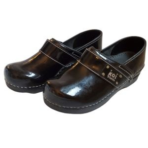 koi by Sanita Black Patent Leather Clogs